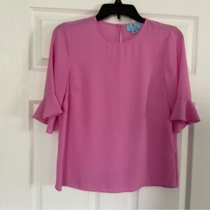 Women's Pink Ruffle-Sleeve Blouse